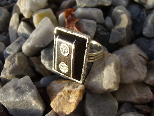 [BG214] Bague Touareg Ebene Argent Domino