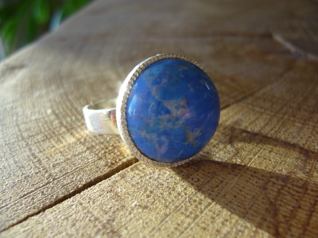 [BG707] Bague Touareg Agate Ronde Bleu - Reglable