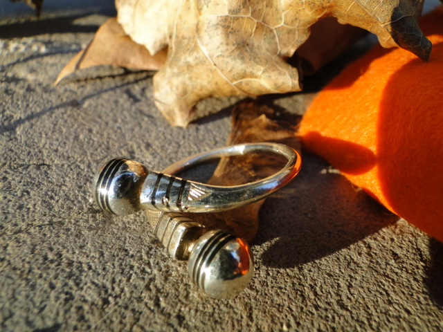 [BG607] Bague Touareg Croisee Quilles Ebene - Reglable