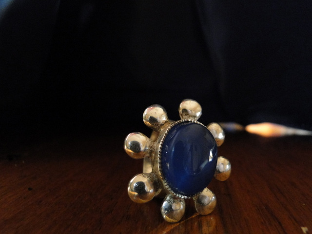 [BG715] Bague Touareg Fleur Bleue - Reglable