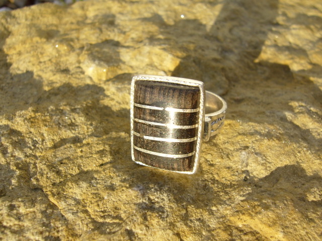 Bague Touareg Rectangle Ebene Traits d'Argent