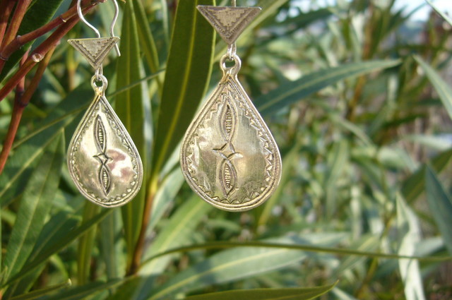 [BO112] Boucles Oreilles Touareg Argent Larme