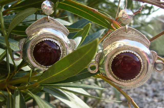 [BO310] Boucles Oreilles Touareg Soleil Rouge