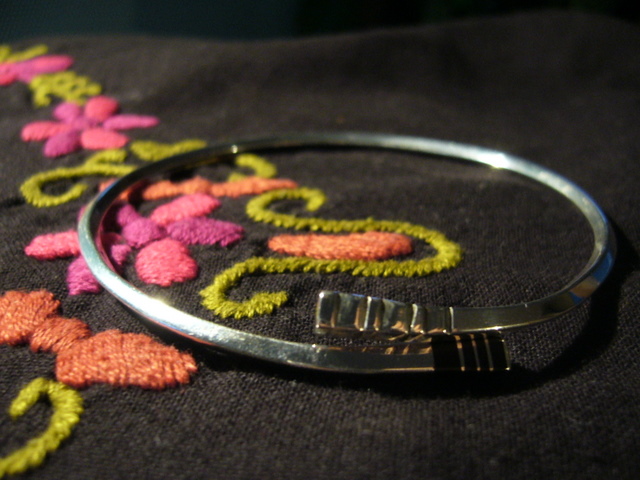 Bracelet Touareg Argent Carre Noir et Blanc