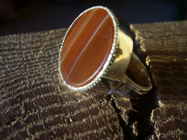 [BG713] Bague Touareg Lune d'Agate - Réglable