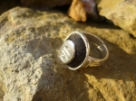 [BG606] Bague Touareg Ovale Ebene Coeur d'Argent - Reglable