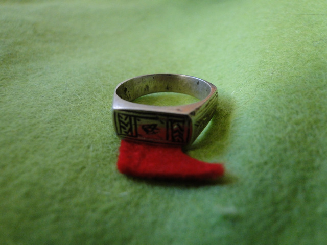 [BG403] Bague Touareg Petite Chevaliere Gravee _ Argent Touareg