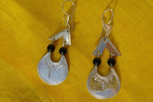 [BO110] Boucles Oreilles Touareg Argent Balance Goutte et Perles
