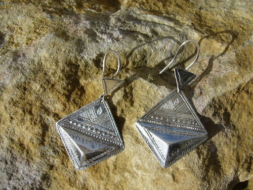 [BO104] Boucles Oreilles Touareg Argent Triangle