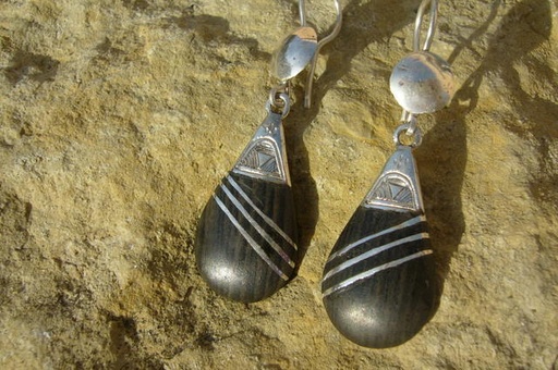 [BO218] Boucles Oreilles Touareg Goutte Sabree d'Argent
