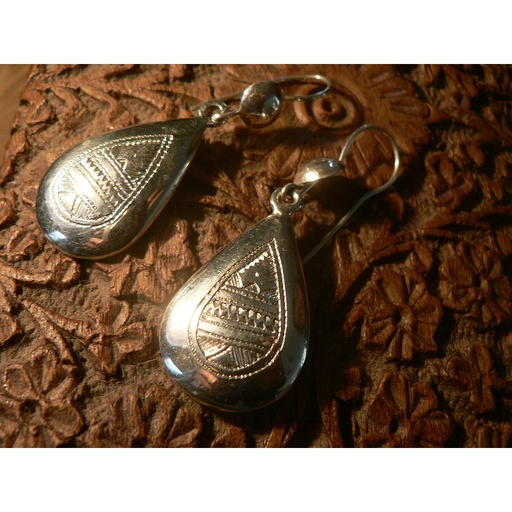 [BO309] Boucles Oreilles Touareg Lune d'Argent