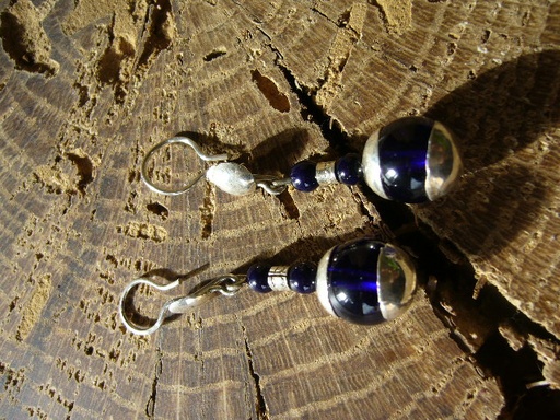 [BO302] Boucles Oreilles Touareg Rond'Agate Marine