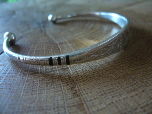 [BR509] Bracelet Touareg Argent Grave - Traits Ebene
