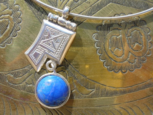 [CL412] Collier Touareg Carte de l'Air bleu